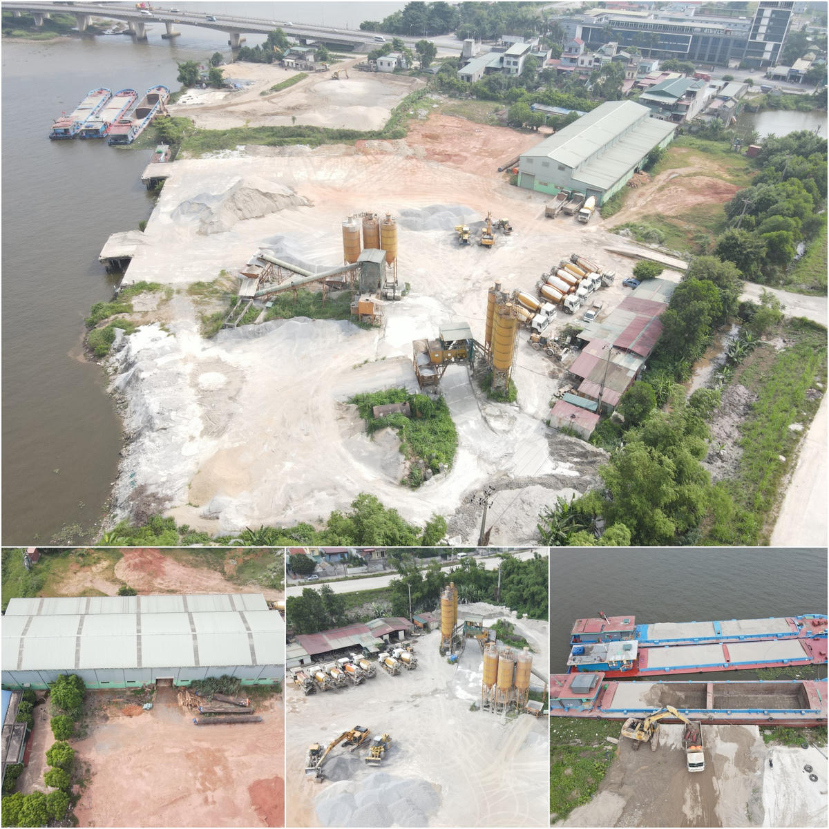 Các công trình như trạm trộn bê tông, nhà xưởng, cầu cảng, bãi tập kết… ngang nhiên được DN Thiên Phú xây dựng và đi vào hoạt động trong suốt 7 năm qua nhưng không được xử lý dứt điểm.