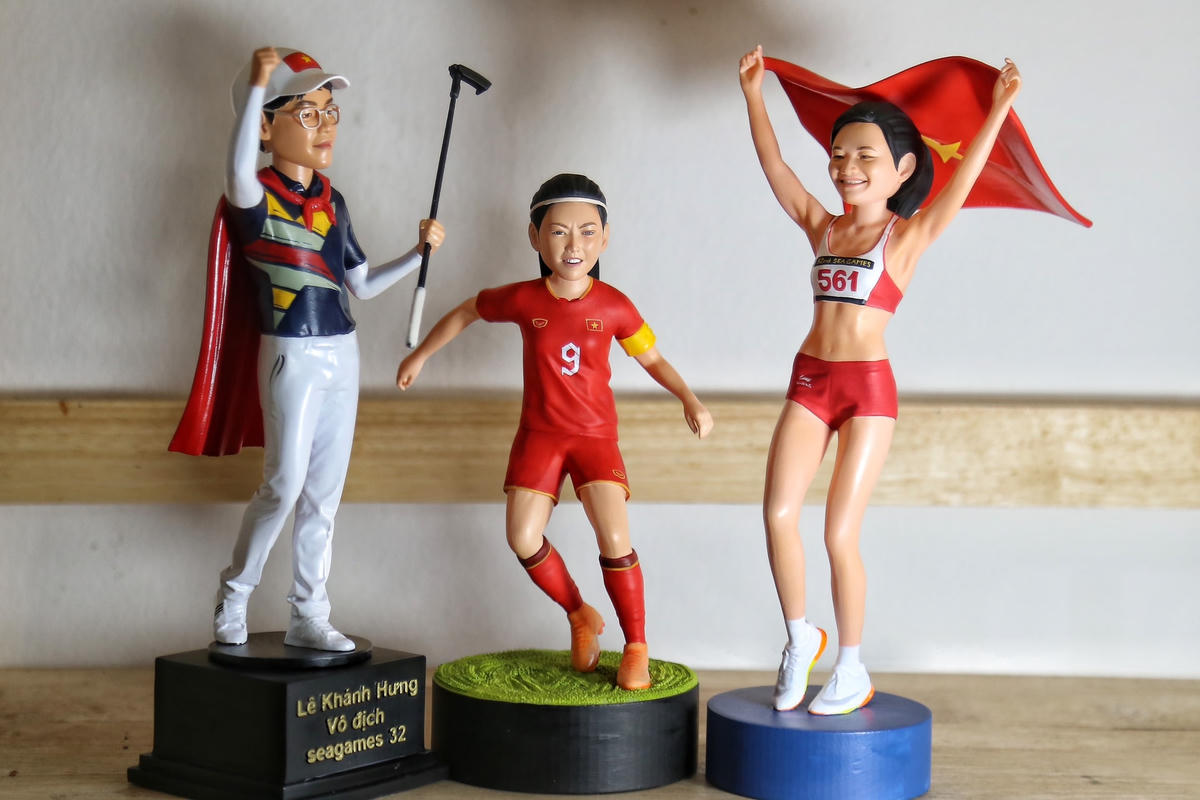 Tượng mini của 3 vận động viên vô địch SEA Games 32 đã hoàn thành.