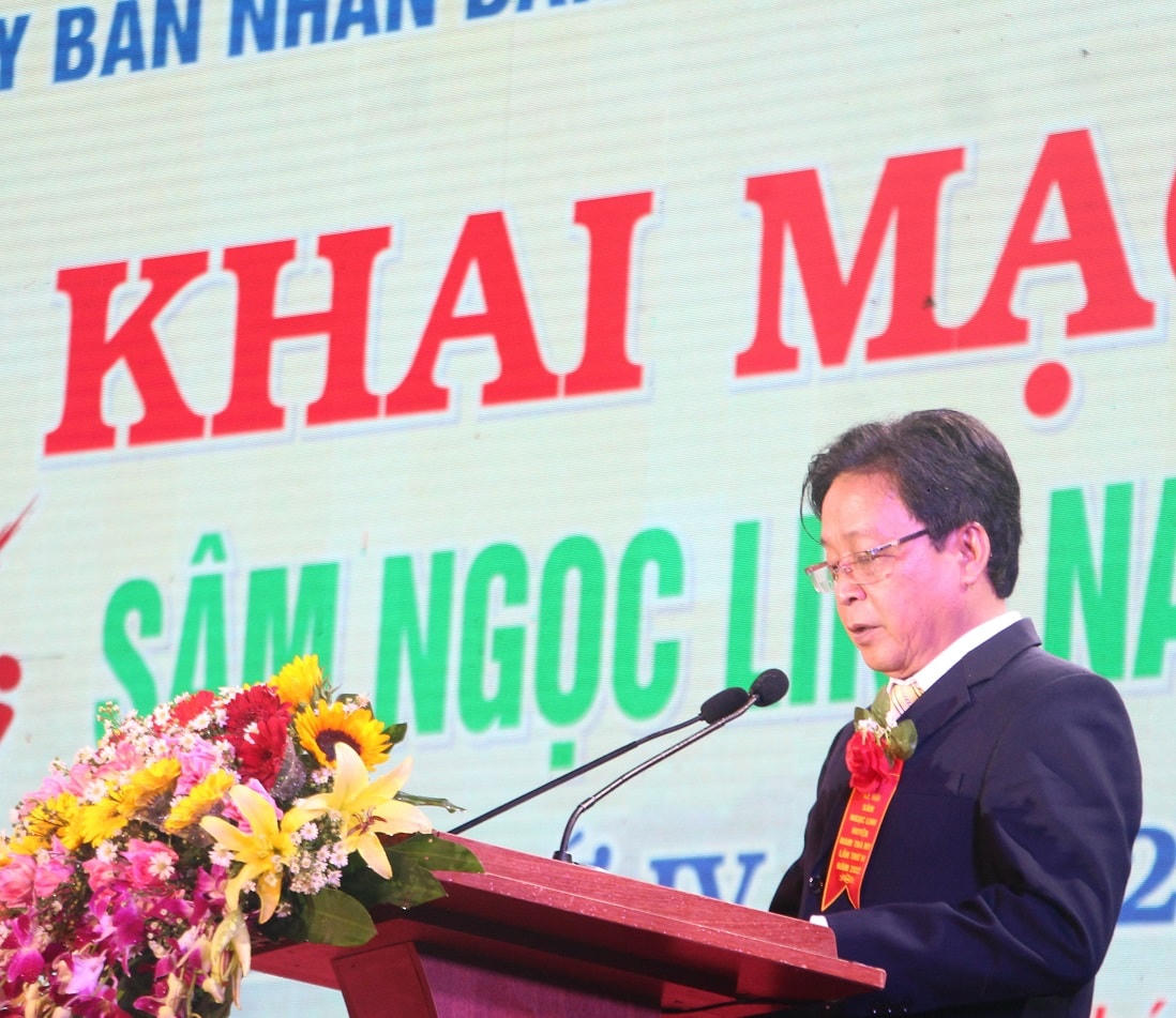 Ông Trần Duy Dũng, Chủ tịch UBND huyện Nam Trà My phát biểu tại Lễ hội.