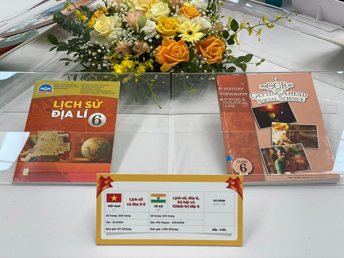 Nhiều loại sách giáo khoa của Việt Nam và các nước được trưng bày tại sự kiện.