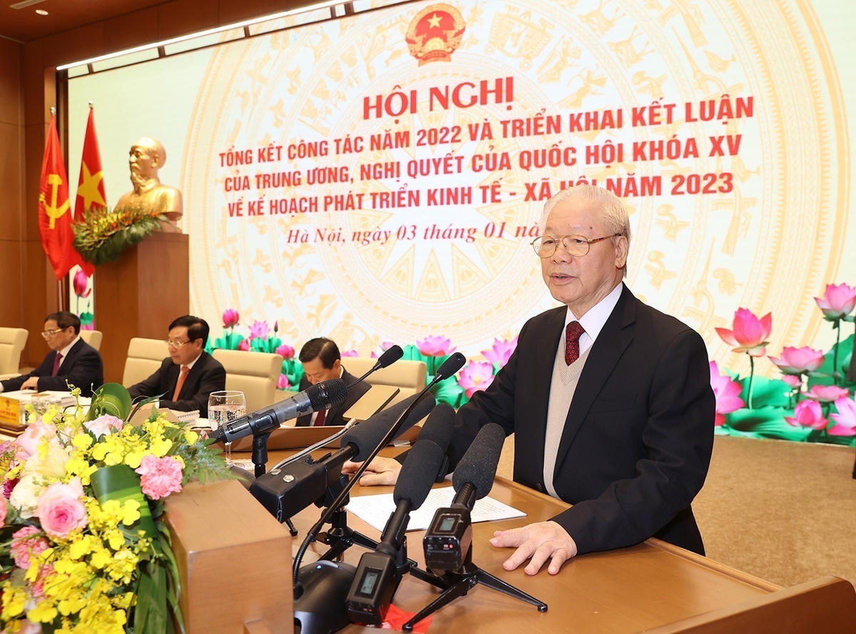Tổng Bí thư Nguyễn Phú Trọng phát biểu chỉ đạo tại Hội nghị.