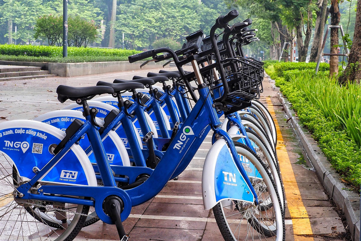 Hình ảnh những chiếc xe đạp công cộng sắp đi vào hoạt động tại Hà Nội.