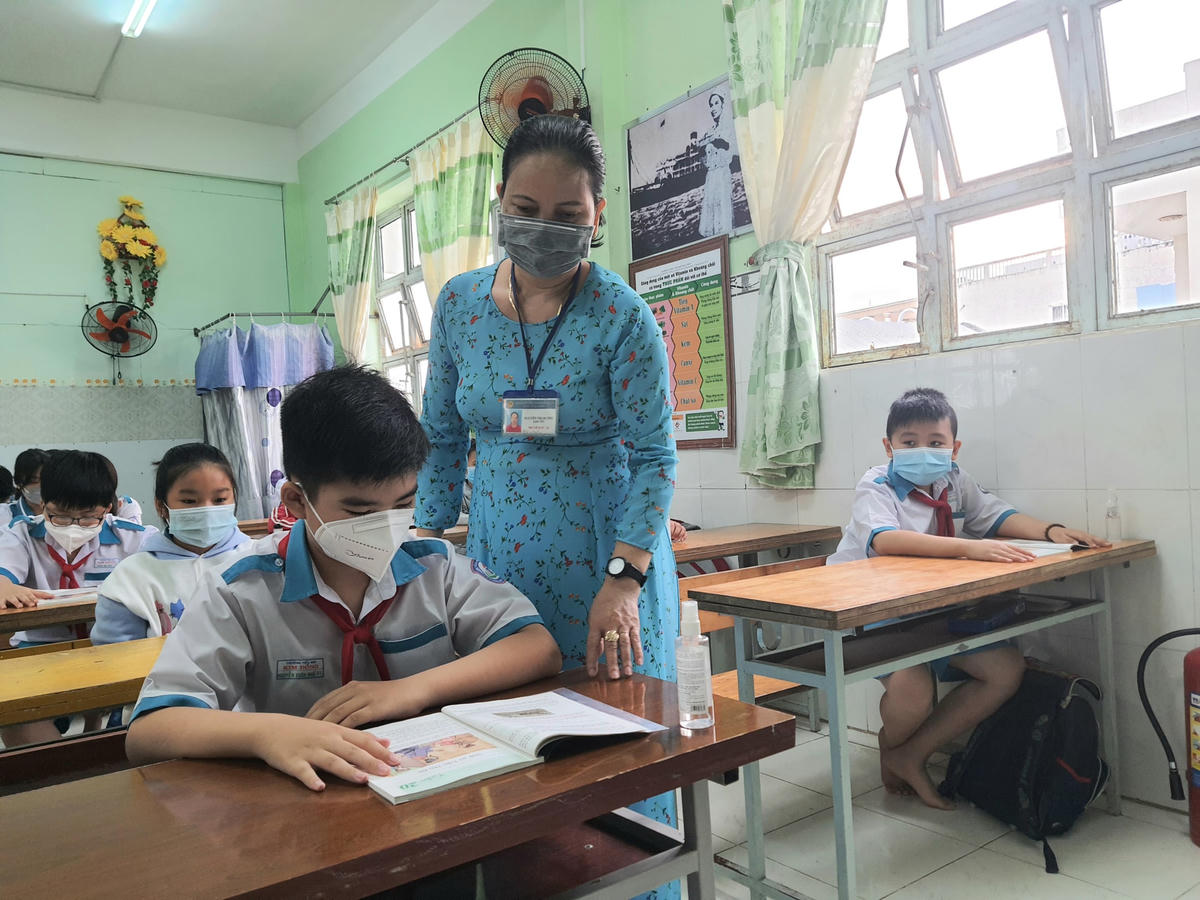 Giờ học tại trường Tiểu học Kim Đồng TP Bạc Liêu.