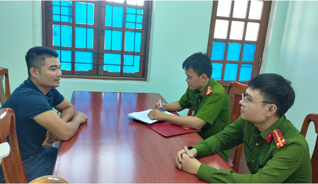 Đối tượng Nam tại cơ quan công an.