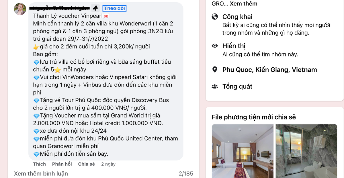 Các chương trình khuyến mại tour du lịch tại các khách sạn/resort 5 sao cũng thường xuyên xuất hiện. Ảnh chụp màn hình.