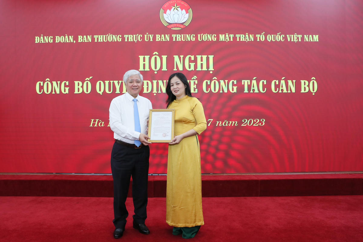 Bà Nông Thị Mai Huyền được điều động, bổ nhiệm giữ chức Chánh Văn phòng Đảng đoàn MTTQ Việt Nam