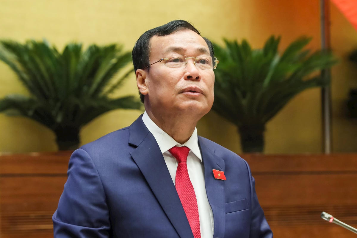 Ông Lê Tấn Tới báo cáo tại phiên thảo luận (Ảnh: Quang Vinh)