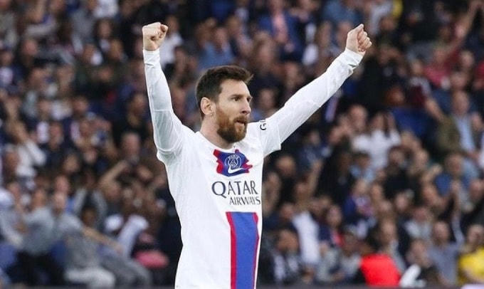 Messi vui mừng sau một pha ghi bàn thắng. Ảnh: Reuters.