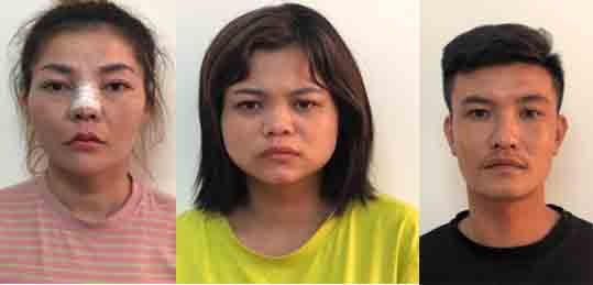  Ba đối tượng Phương, Hiền, Dũng tại Công an quận Đồ Sơn. 