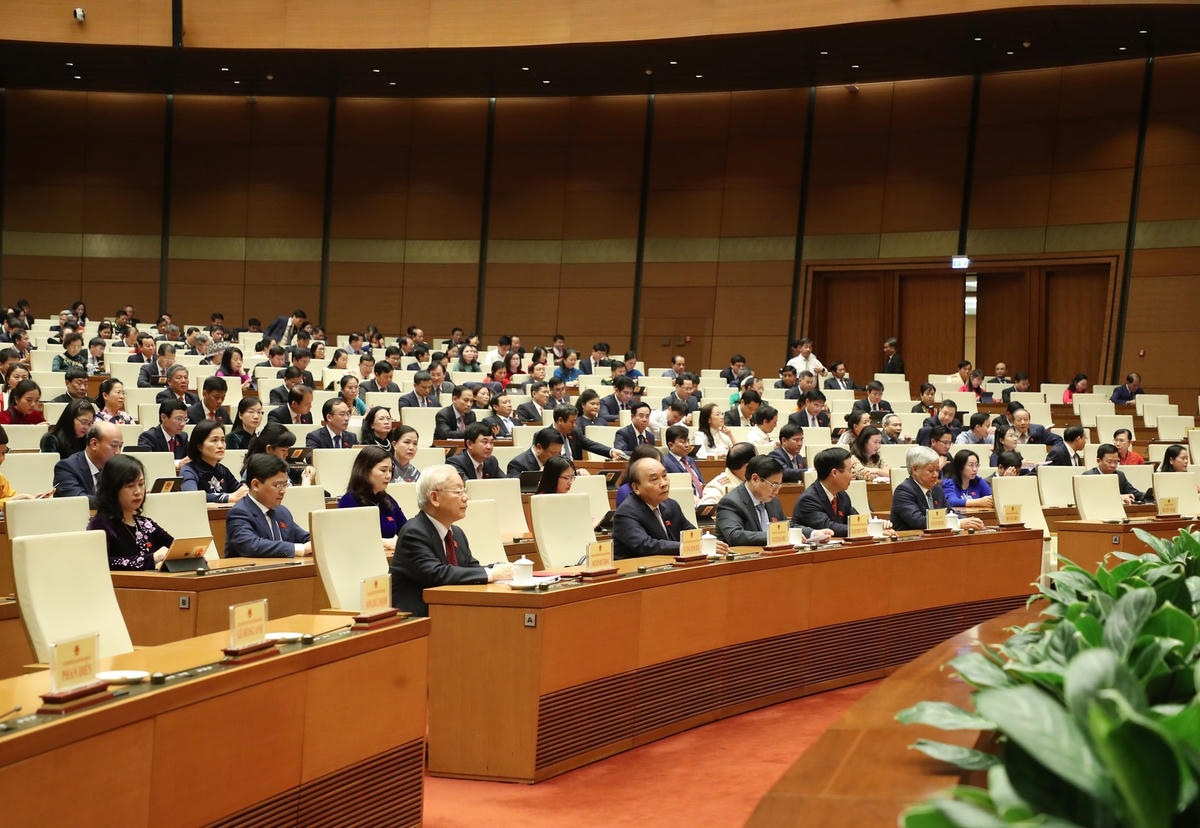 Lãnh đạo Đảng, Nhà nước, Mặt trận Tổ quốc Việt Nam dự phiên bế mạc .Ảnh: Quang Vinh.