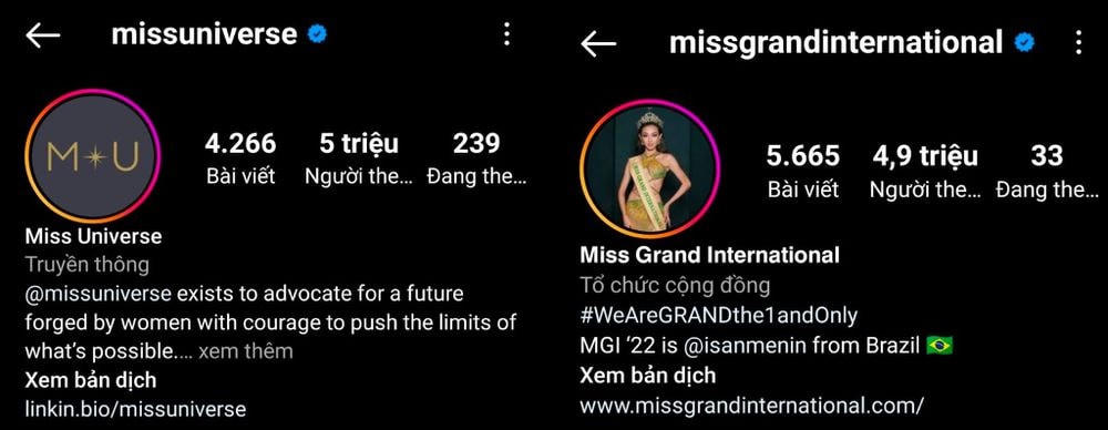 Lượng người theo dõi trang chủ cuộc thi giảm so với Miss Universe. 
