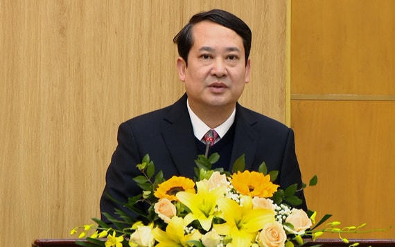 Tân Phó Bí thư Tỉnh ủy Ninh Bình phát biểu nhận nhiệm vụ.