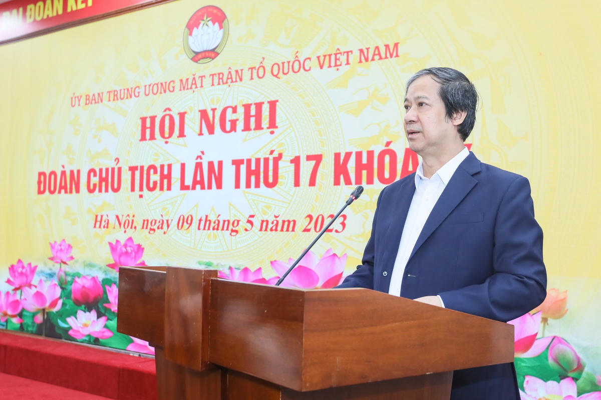 Bộ trưởng Giáo dục và Đào tạo Nguyễn Kim Sơn phát biểu tại Hội nghị. Ảnh: Quang Vinh.