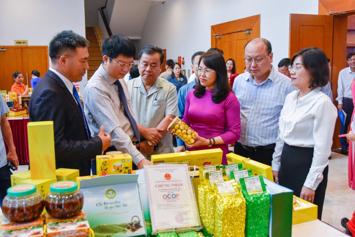 Các đại biểu tham quan gian hàng trưng bày sản phẩm.