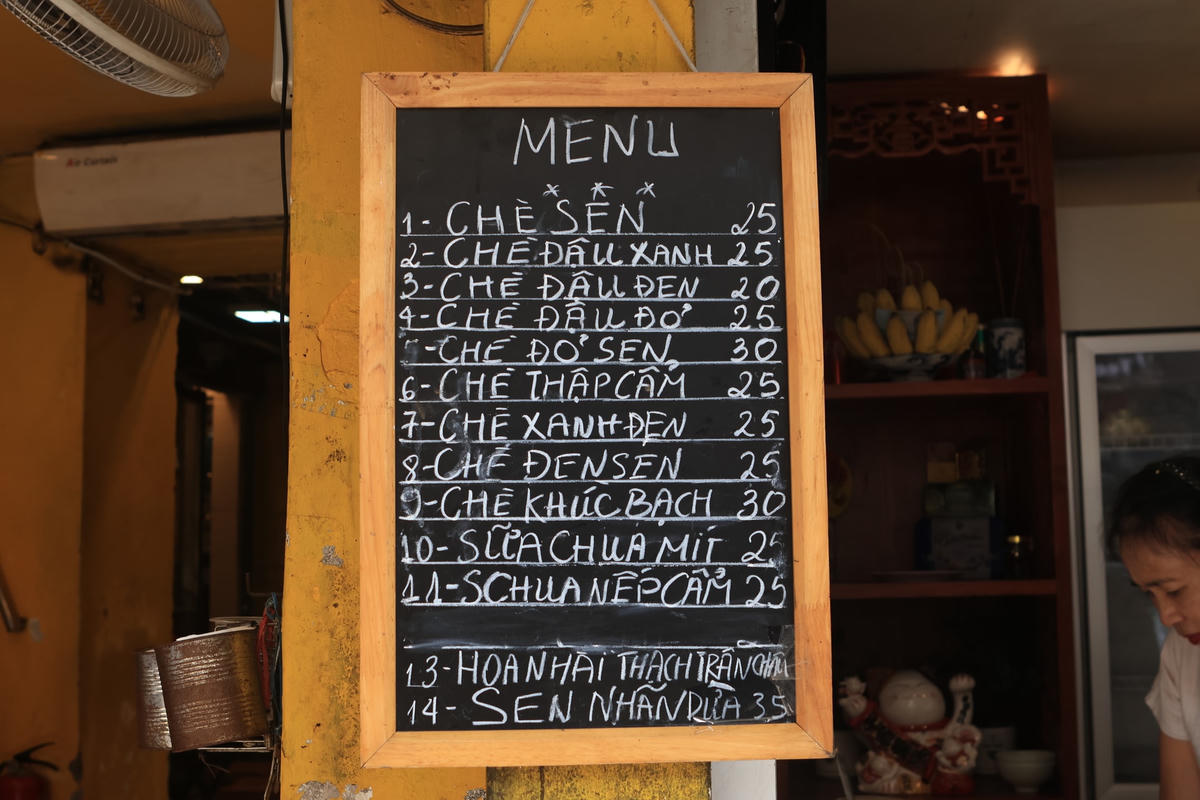 Bảng giá bán chè.