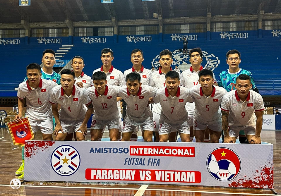 Đội hình thi đấu của ĐT futsal Việt Nam. Ảnh: VFF.