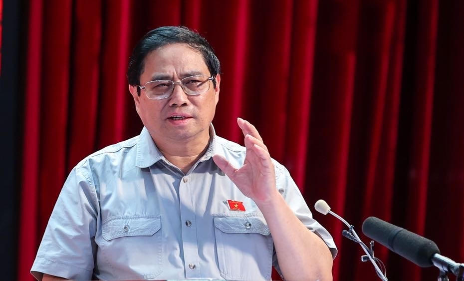 Thủ tướng Phạm Minh Chính phát biểu tại buổi tiếp xúc cử tri TP Cần Thơ. Ảnh: Nhật Bắc.