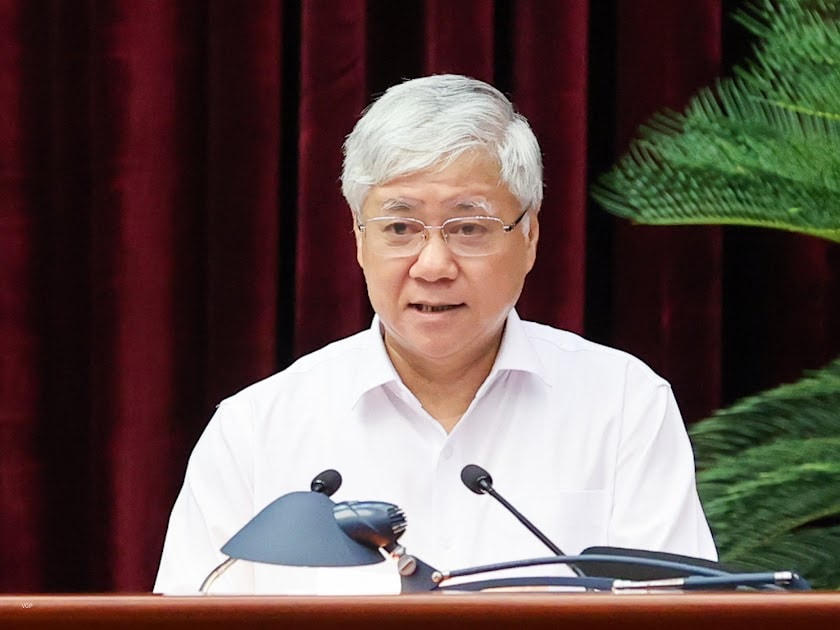 Bí thư Trung ương Đảng, Chủ tịch UBTƯ MTTQ Việt Nam Dỗ Văn Chiến phát biểu tại hội nghị.