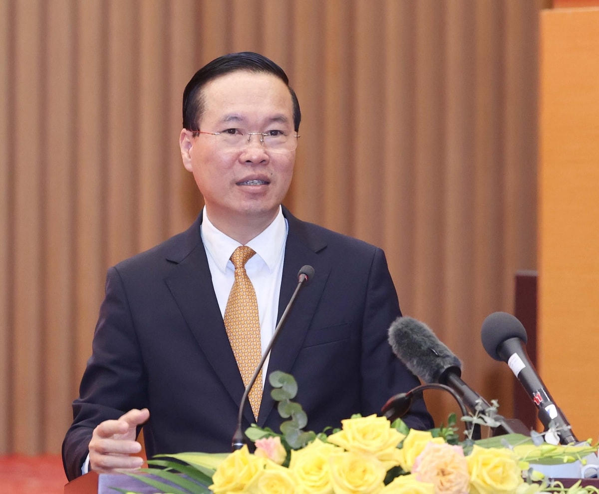 Chủ tịch nước Võ Văn Thưởng phát biểu tại buổi làm việc.