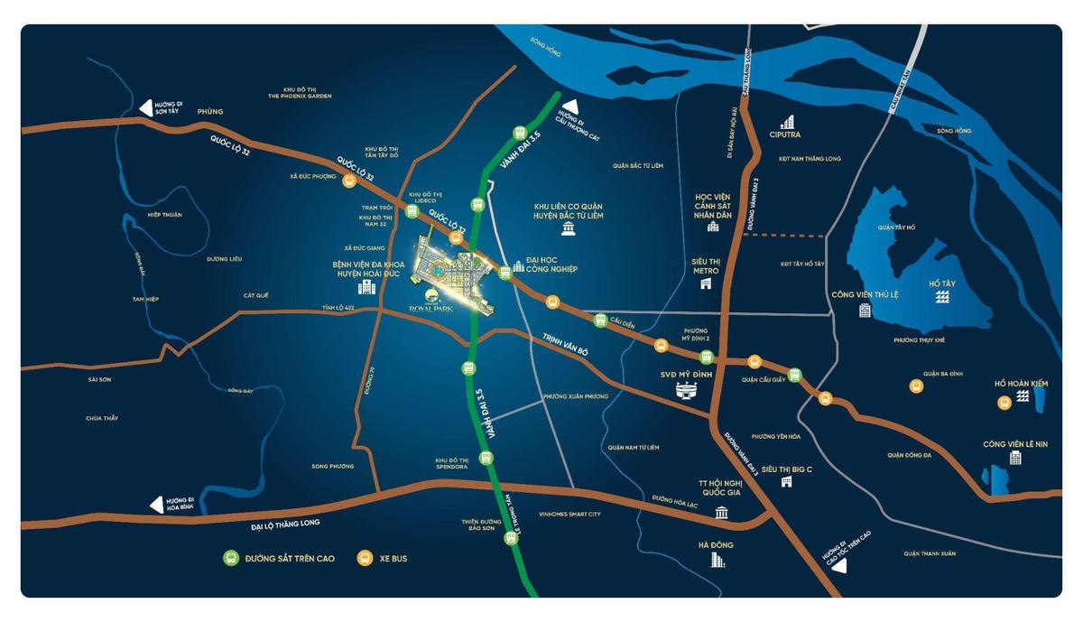 Với mạng lưới giao thông hiện đại, cư dân của đại đô thị Hinode Royal Park có thể thuận tiện di chuyển tới các điểm trọng yếu của thủ đô.