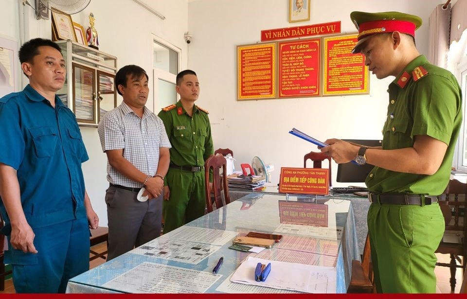 Đối tượng Nguyễn Thành Trung tại cơ quan điều tra.