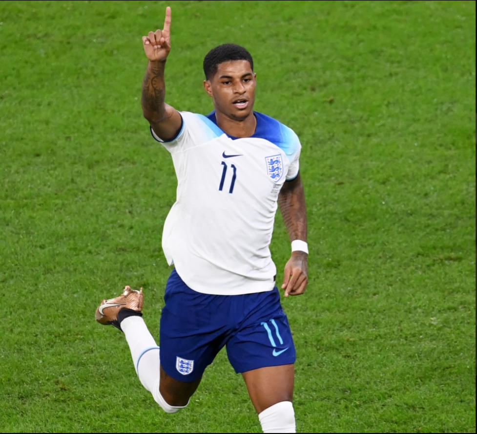 Rashford đánh dấu trận đầu tiên của anh ở World Cup với 2 bàn thắng. Ảnh: Getty.