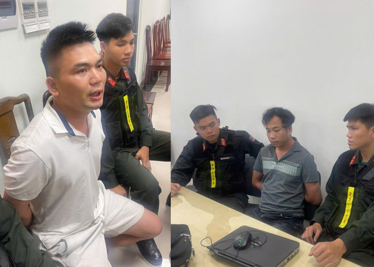 Đối tượng Hà Quang Sơn (trái) và Hoàng Văn Đông (phải) bị lực lượng chức năng bắt giữ. Ảnh: Công an Quảng Ninh cung cấp.