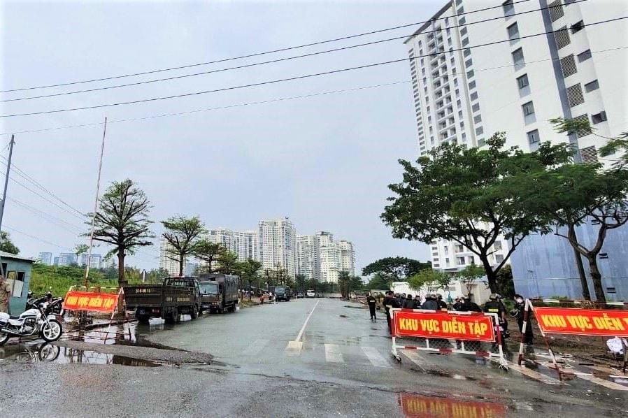 Khu vực tổ chức diễn tập DT-22 khu vực đường Mai Chí Thọ, TP Thủ Đức.