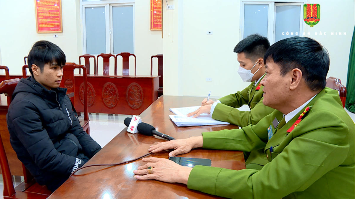 Vũ Đăng Mạnh khai tại cơ quan công an. Ảnh: Công an tỉnh Bắc Ninh.