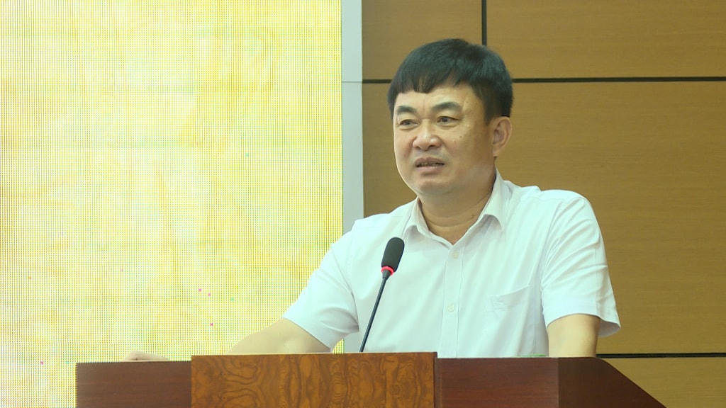 Ông Ngô Hoàng Ngân, Phó Bí thư Thường trực Tỉnh ủy, Trưởng đoàn đại biểu Quốc hội tỉnh Quảng Ninh phát biểu tại hội nghị.