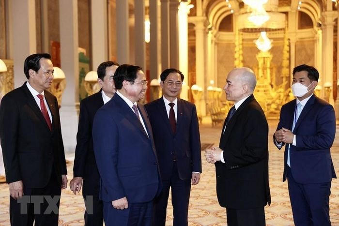 Quang cảnh buổi hội kiến. (Ảnh: Dương Giang/TTXVN).