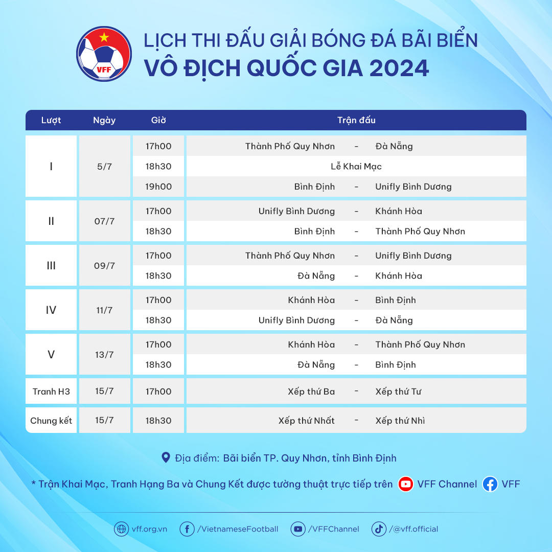Lịch thi đấu từ VFF.