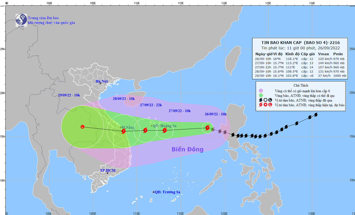 Bão Noru tăng cường độ, tiến gần quần đảo Hoàng Sa