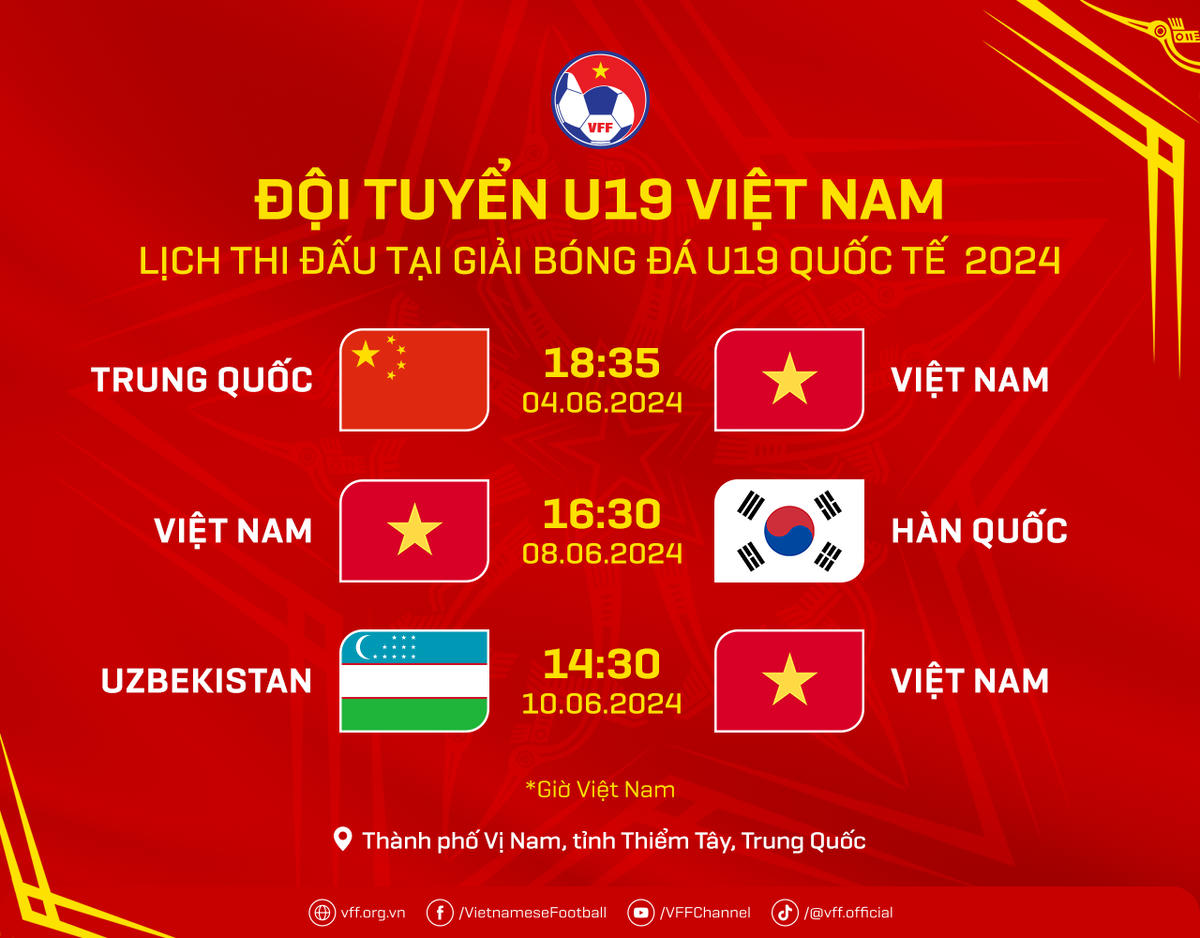 Lịch thi đấu của U19 Việt Nam. Ảnh: VFF.