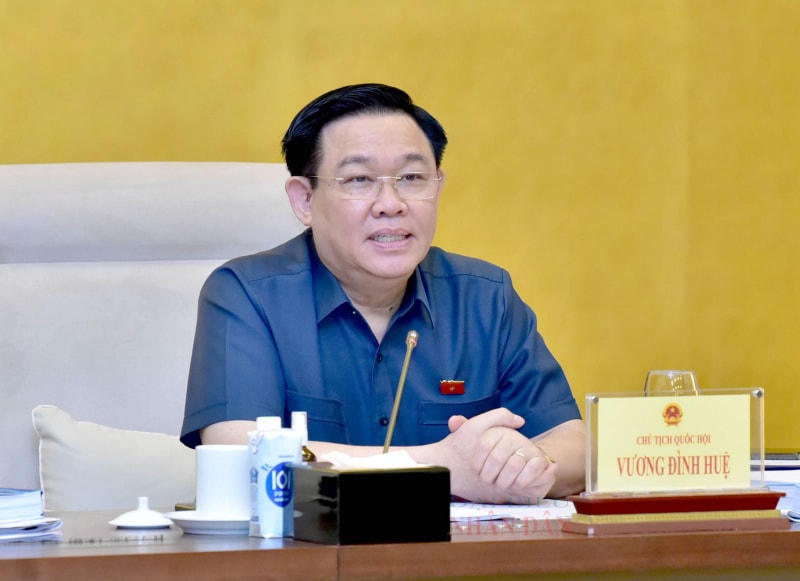 Chủ tịch Quốc hội Vương Đình Huệ phát biểu tại buổi làm việc.