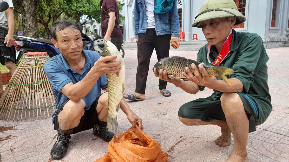 Chiến lợi phẩm là những "chú" cá chép tươi rói được săn từ hồ.Lễ hội là dịp để người dân giải trí sau những ngày lao động mệt nhọc, thắm tình đoàn kết Lương - Giáo tại Giáo xứ Lập Thạch.