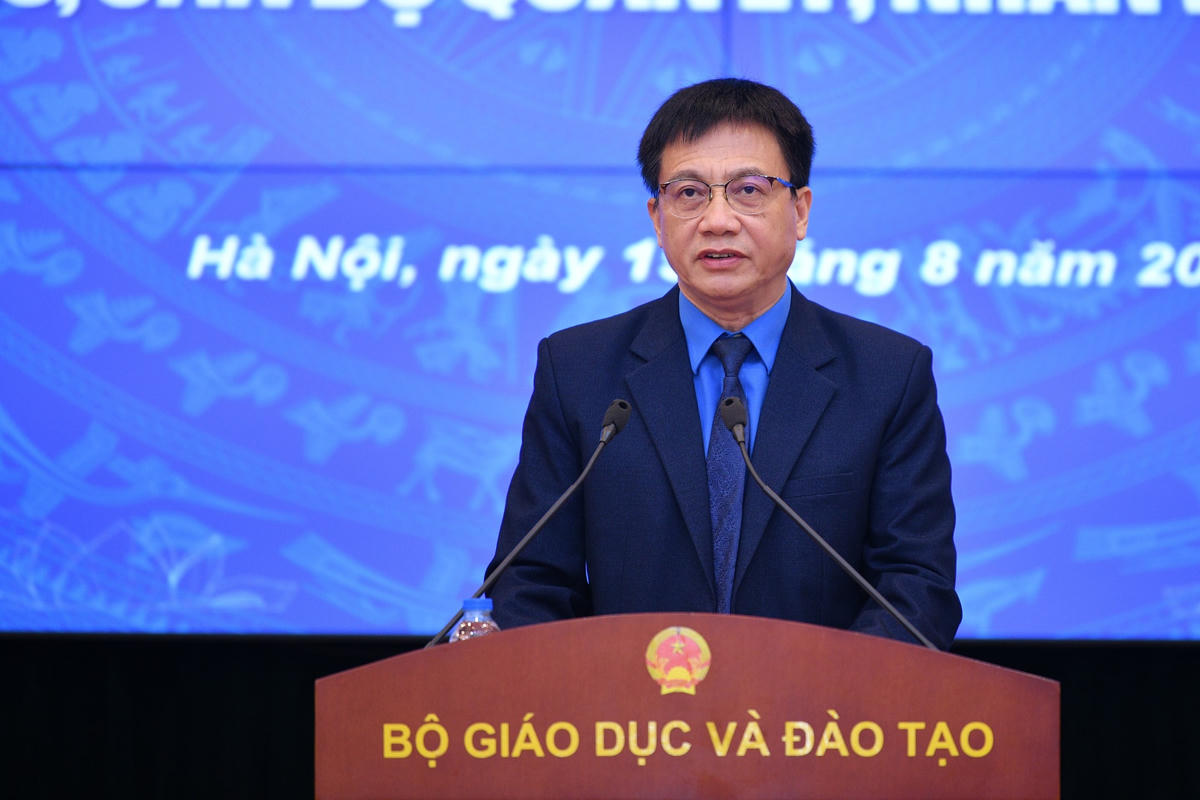 Ông Nguyễn Ngọc Ân, Chủ tịch Công đoàn Giáo dục Việt Nam phát biểu tại sự kiện.
