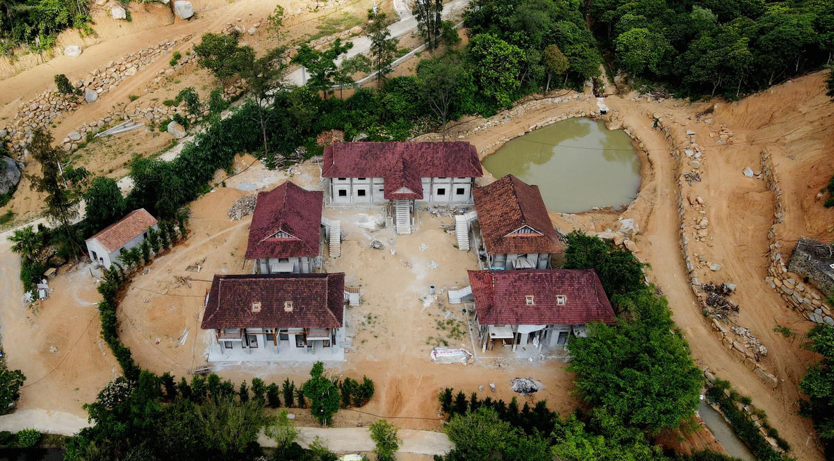 Đền thờ Chiêu Trưng Đại Vương Lê Khôi nhìn từ trên cao.  