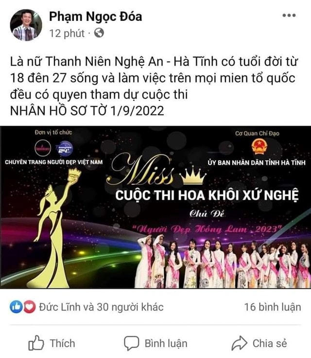 Tài khoản facebook của ông Phạm Ngọc Đóa được cộng đồng mạng truyền tay nhau. 