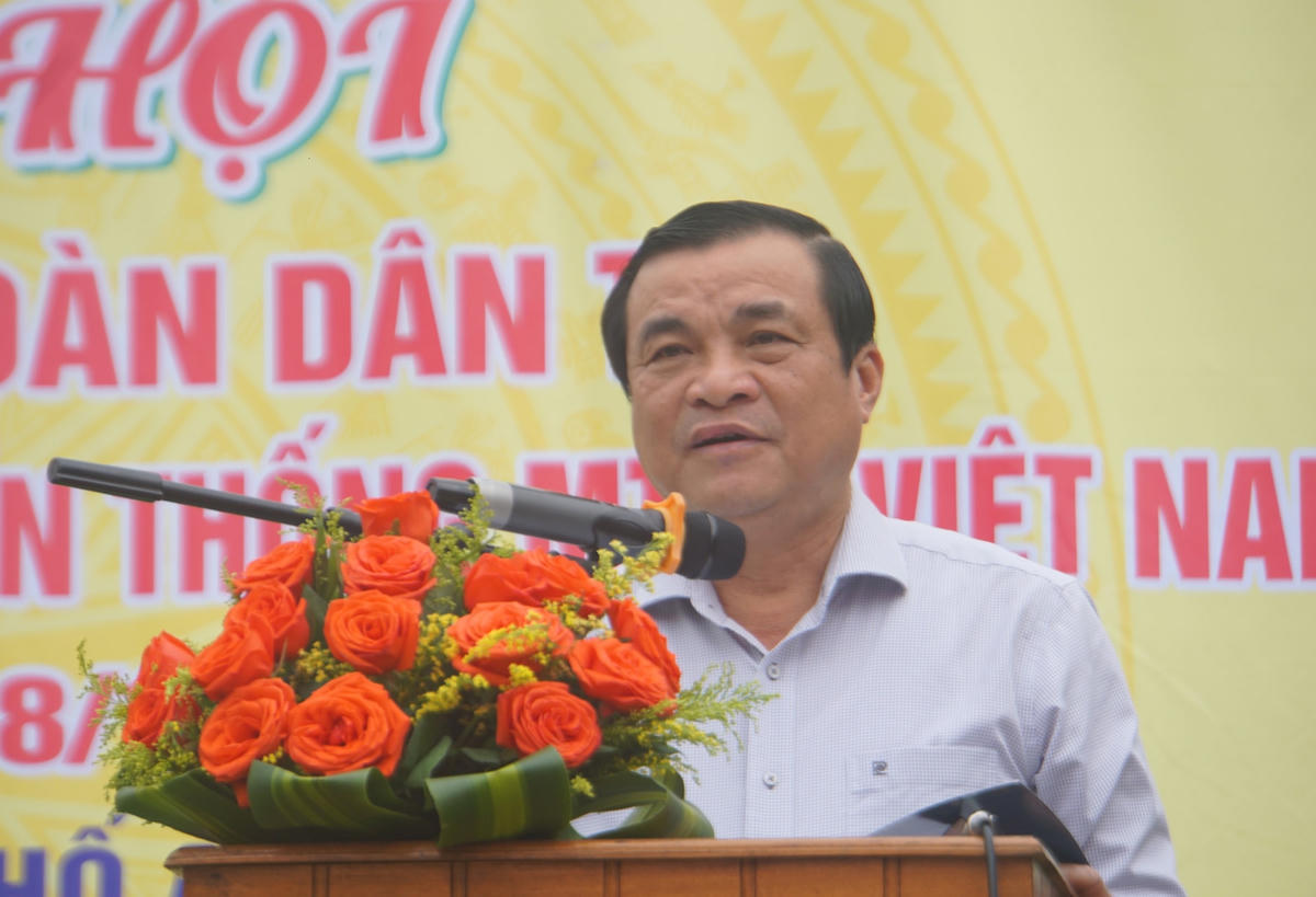 Ông Phan Việt Cường phát biểu tại Ngày hội Đại đoàn kết toàn dân tộc ở KP An Hà Nam.