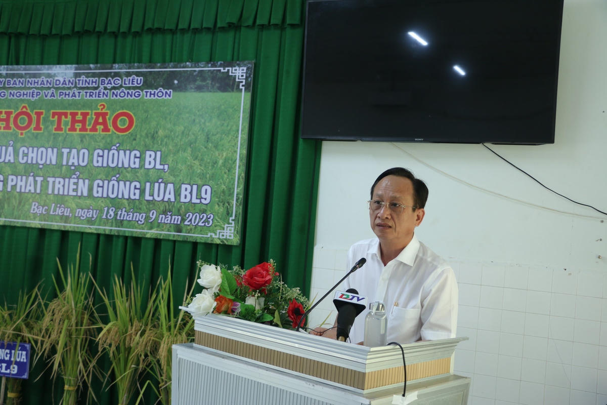 Chủ tịch UBND tỉnh Bạc Liêu Phạm Văn Thiều phát biểu tại hội thảo.