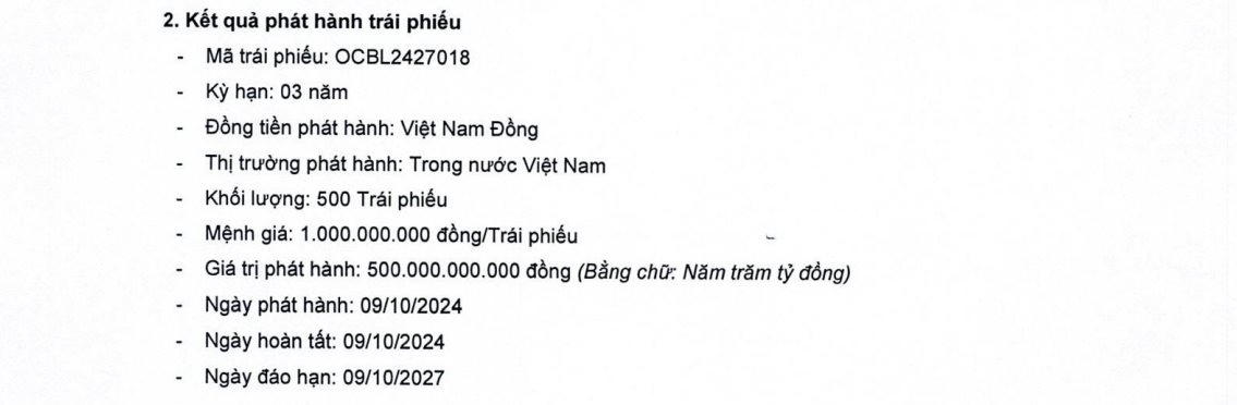 OCB huy động thêm 500 tỷ đồng trái phiếu ddk