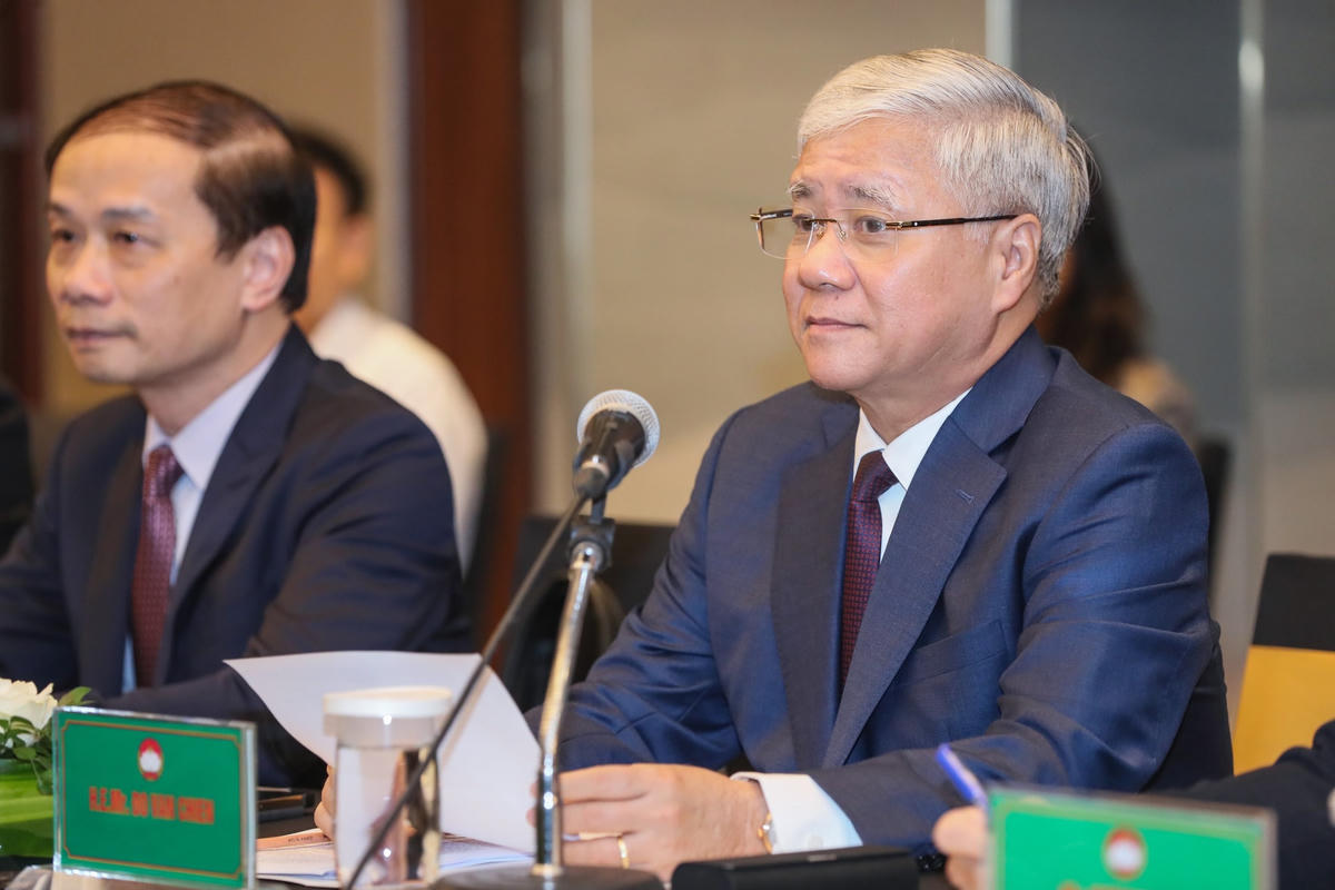 Chủ tịch UBTƯ MTTQ Việt Nam Đỗ Văn Chiến phát biểu tại Hội đàm. Ảnh: Quang Vinh.