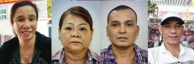 "Đầu nậu" ma túy Trần Thị Thanh (thứ 2 bên trái) cùng 3 đối tượng tàng trữ, mua bán ma túy bị Công an bắt giữ tại kiệt (ngõ) 572 đường Ông Ích Khiêm đêm 18/3. Ảnh Công an Đà Nắng