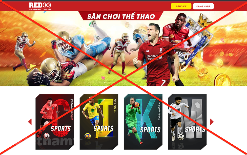 Một website vi phạm pháp luật. (Ảnh chụp màn hình).