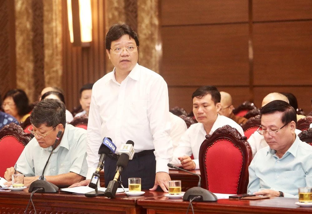Ông Nguyễn Thanh Hải, Trưởng ban Tổ chức Ủy ban MTTQ Việt Nam thành phố Hà Nội phát biểu. 
