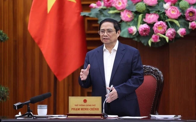 Thủ tướng Phạm Minh Chính phát biểu tại cuộc họp. Nguồn: VTV.