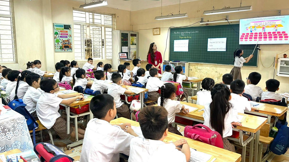 Quy định không quá 35 học sinh/lớp ở bậc tiểu học khó thực hiện ở nhiều nơi trên địa bàn TP Hà Nội Ảnh: Nguyễn hồng.