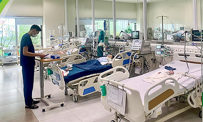 Bệnh nhi điều trị tại Bệnh viện Nhi trung ương. Ảnh: Bệnh viện cung cấp.