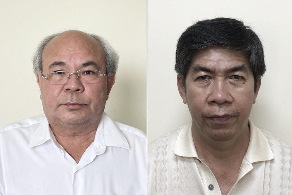 Bị can Hoa Công Hậu (trái) và Lê Thành Lữ.